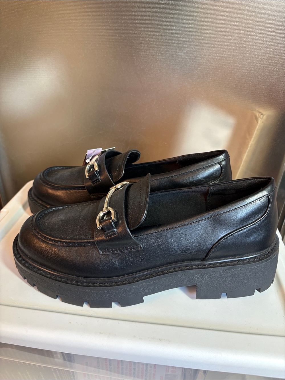 wild fable Black Chunky Loafer with Silver Bit
